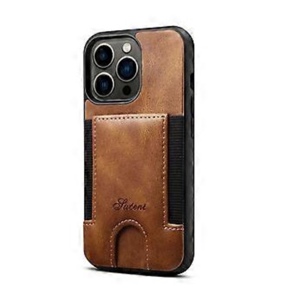 Slimmat Kortfodral Designat för iPhone 13 / iPhone 13 Pro - Plånboksfodral med Korthållare - Skyddande/Reptåligt - Kompatibelt med Apple iPhone 12/12 P Brown iPhone 13 / iPhone 13 Pro