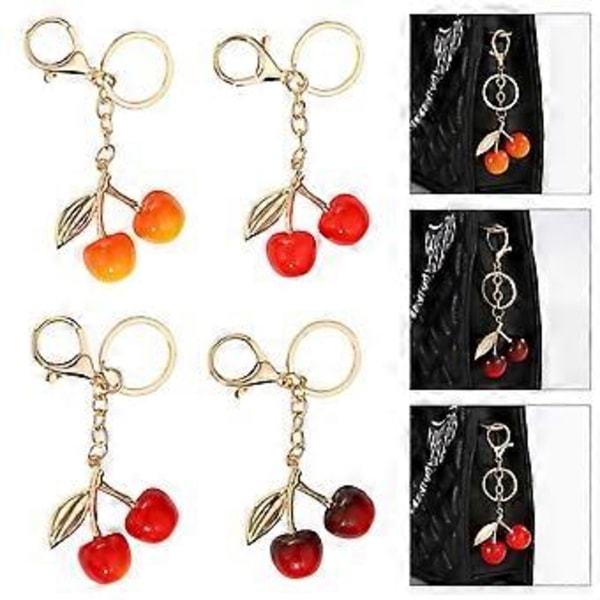 Unik Cherrys Love Lock Nøglering Charm Elegant Design Nøgleholder Tilbehør Bærbar til Moderne Personer Rød Red