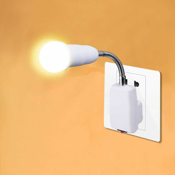 E27-uttag med trådlös strömbrytare, vit bas för E27 LED-lampa, Fle