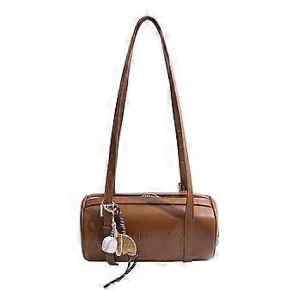 Monitoiminen retrotyylinen sylinterilaukku naisille PU-nahkainen olkalaukku 2025 Design Crossbody-kukkaro kainalolaukut ruskea brown