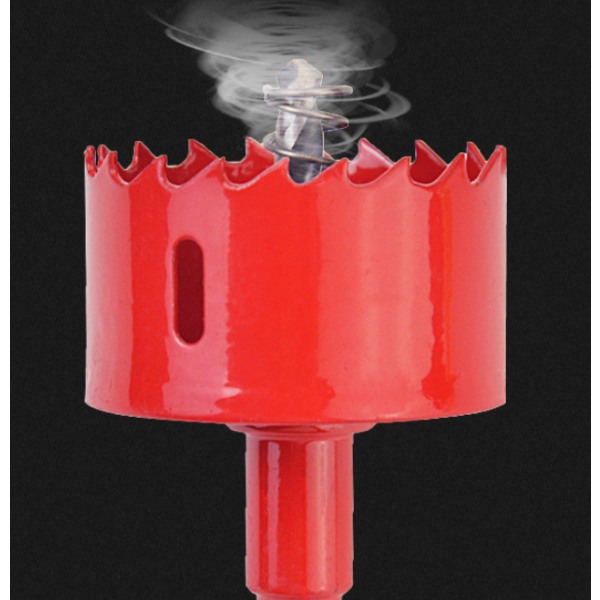 Hålsåg i metall med sexkantskaft och borr, M42 HSS, röd, 110mm