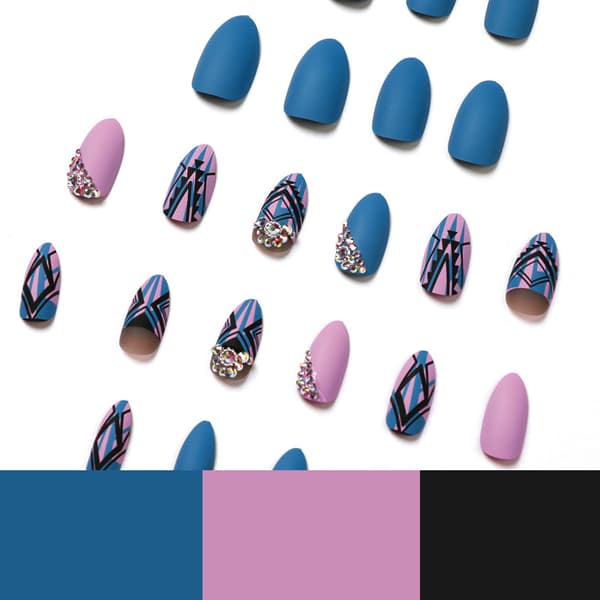 Frostede falske negle stykker Rhinestone negle stykker