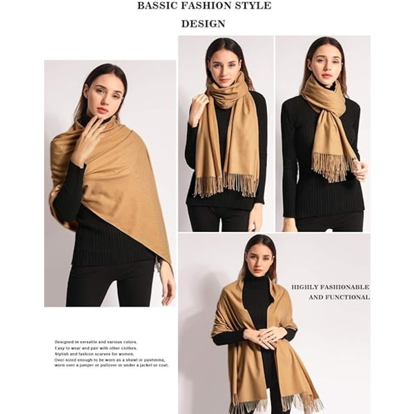 Beige väri kashmir talvi lämmin huivi naisille Pashmina huivi W