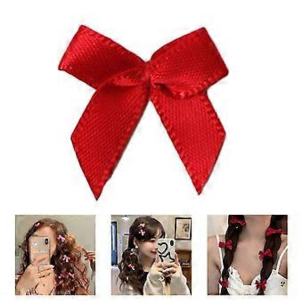 200 st Färgglada Mini Rosetter Satängband Rosett Dekoration Handarbete Blomster Tillbehör för DIY Hantverk Presentförpackning Dekoration Svart Black