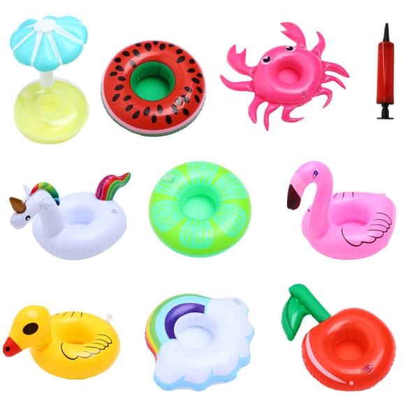 Set med 10 uppblåsbara poolunderlägg, sommar- och strandfestleksaker, stil 4