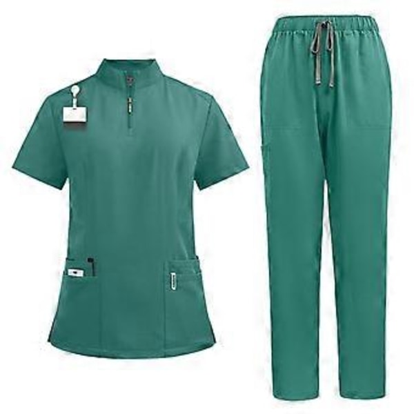 Skrubbsett Myk Topp og Joggebukser for Dyrepleier Skjønnhetssalong SPA Kosmetikk (Grønn XL) Green XL