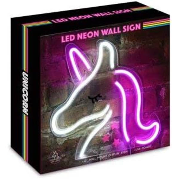13\" x 13\" LED Neon Pink og Hvid Enhjørning Væglogo til Seje Lys