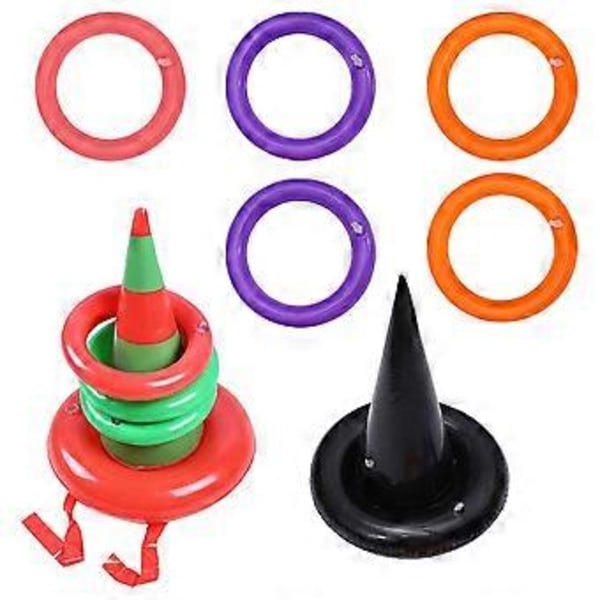 10 st Häxhatt Ringkast Spel PVC Kastspel Uppblåsbart för Jul Halloweenfester