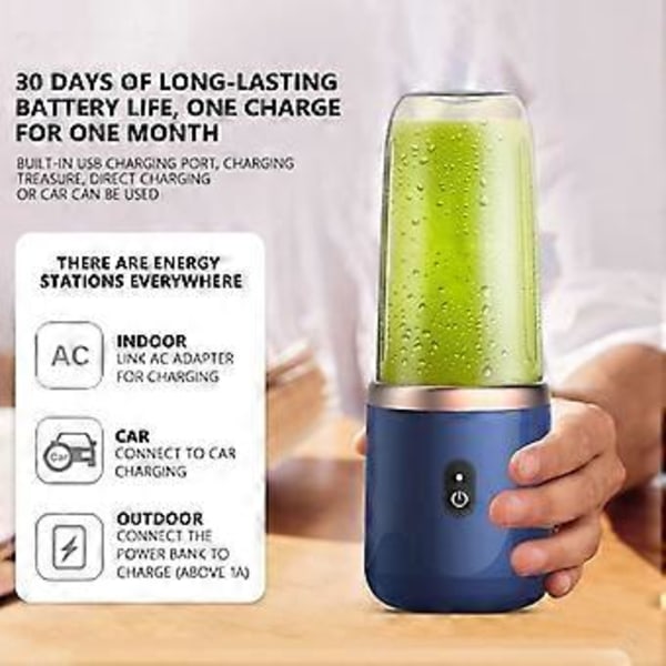 Bærbar Juicer Kopp Liten Elektrisk Juicer 6 Blader 10 Gangers Fullading Med Sport