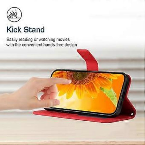Oppo A58 4G lompakkokotelo, auringonkukkakuvio, jalustallinen nahkakotelo ja ranneke Style C
