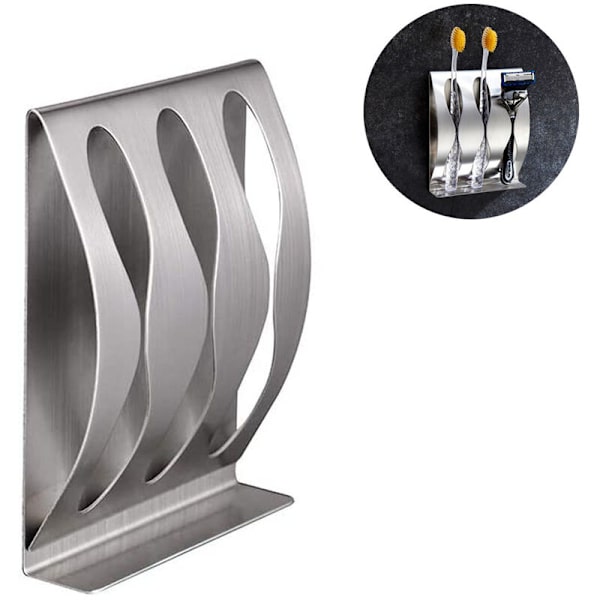 Vægmonteret Tandbørsteholder, Rustfrit Stål Razor Holder Opbevaring