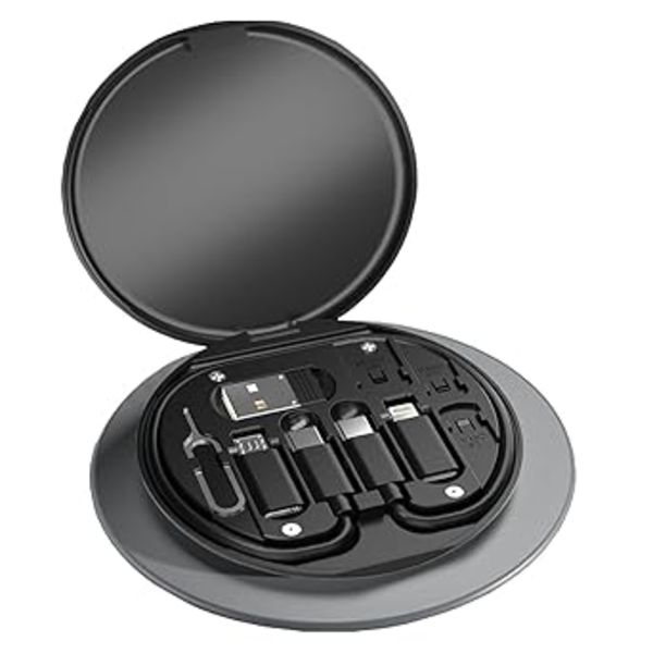 USB(Svart) Adapter Kit Kabelkort, Multi-Type Laderkabel Etui