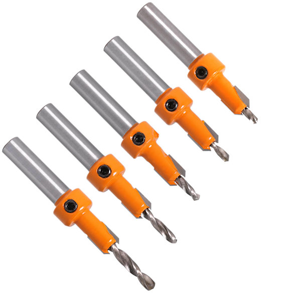 5 st Träbearbetning Senkfräsar Chamfer Borr Bits Counter HSS Taper