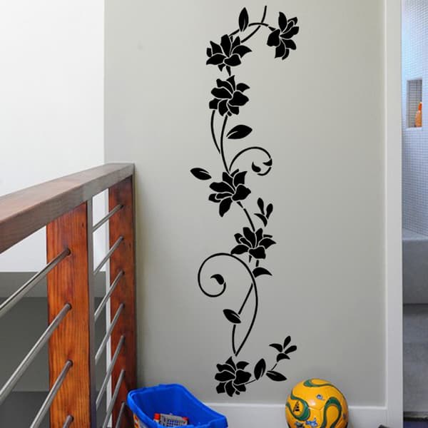Set med Svarta Självhäftande Väggtatueringar Ornament för Väggdekor