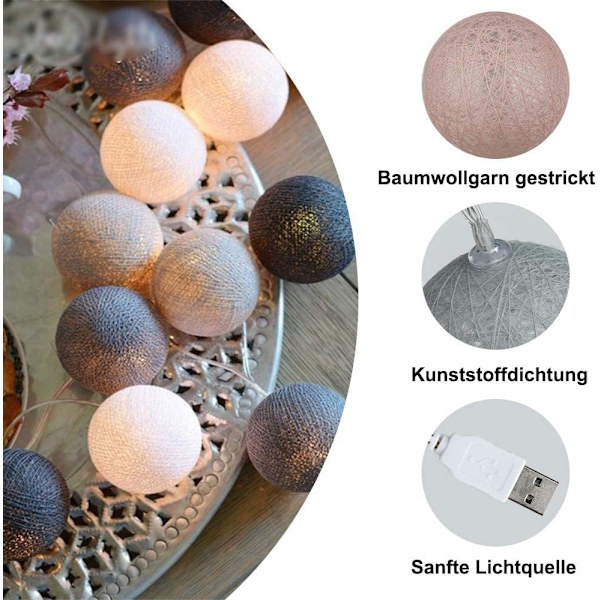 Bomullsboll Ljusgirlang, Inredning Jul Deko, Gi