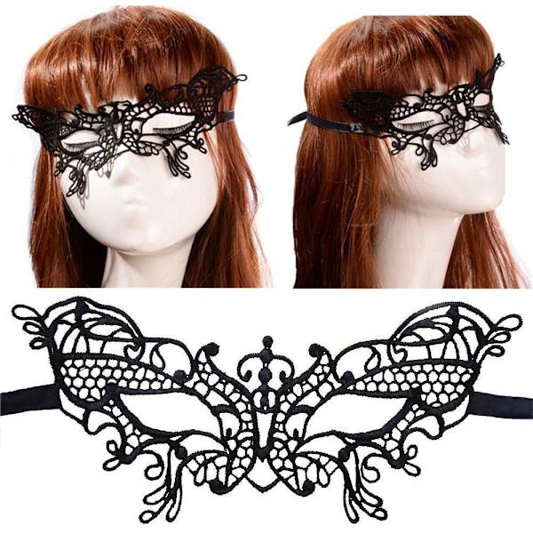 15-pack Venetiansk Maskerad Spetsmask Sexig Svart Halvmaske