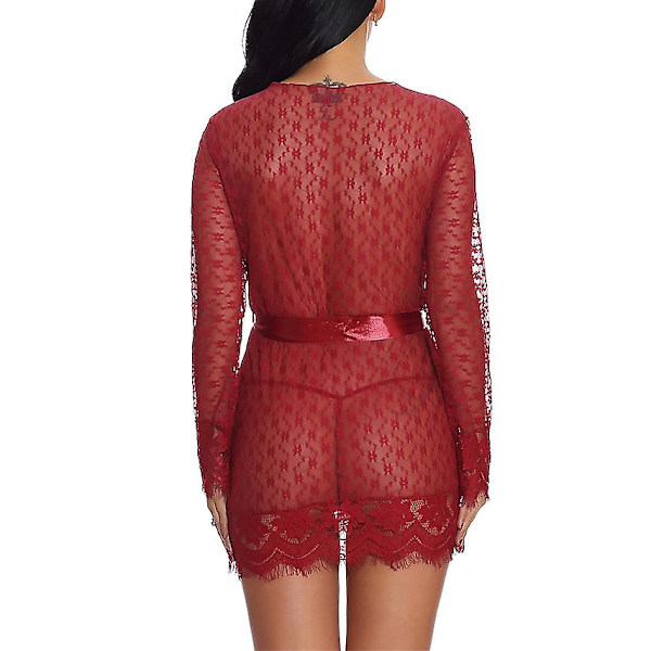 Sexiga underkläder för kvinnor, chemise & negligé klänning, enfärgad, för älskande, varm komfort, hemma, dagligen, säng, bomull, andningsbar, djup urringning - happygo.L.Vinröd Wine L