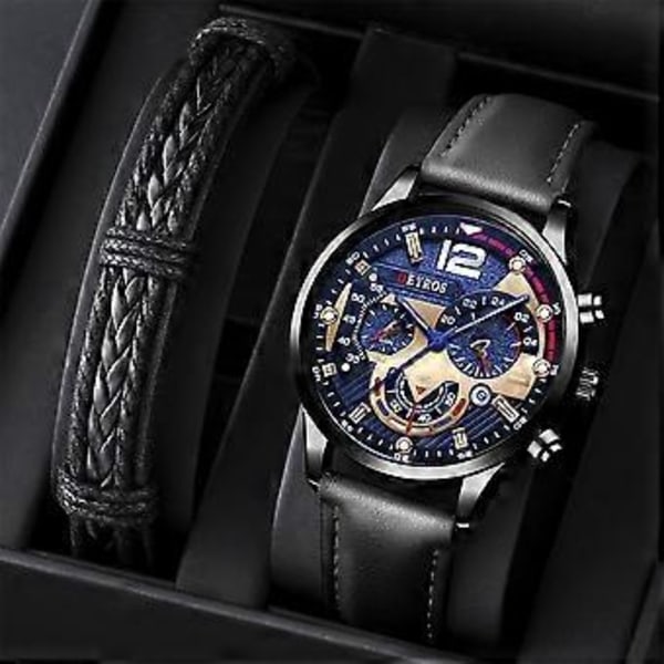 Herre Luksus Rustfritt Stål Klokke Casual Quartz Analog Armbånd Armbåndsur NY