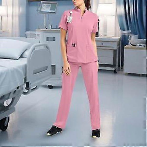 Skrubbsett Myk Topp og Joggebukser for Dyrepleier Skjønnhetssalong SPA Kosmetologi (Rosa XL) Pink XL