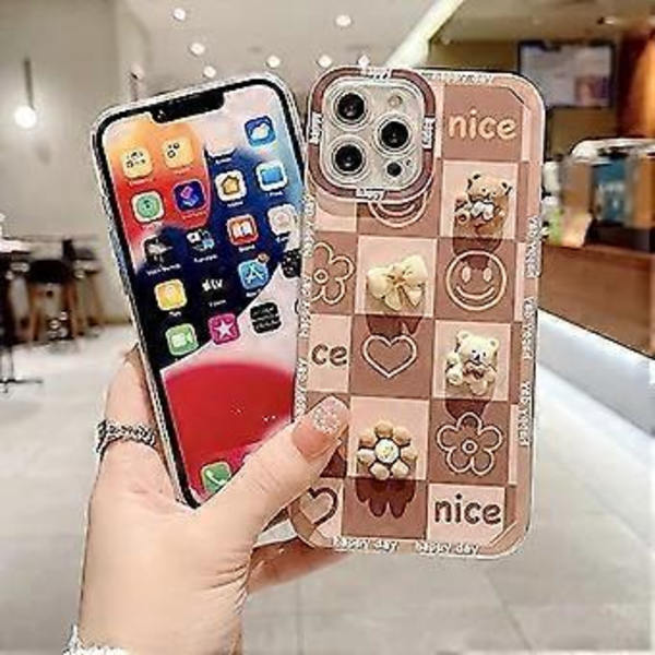 Yhteensopiva iPhone 11 Pro Max -kotelon kanssa naisille, tytöille, söpö 3D-kukka-karhupuhelinkotelo, iPhone 11 Pro Max -kuorella, koko kehon suojakotelo [Parannettu