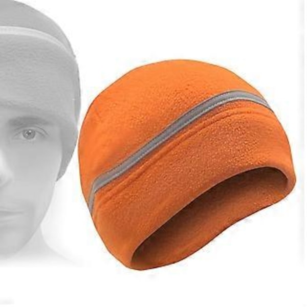 Heijastava fleecepipo talvipipo heijastavalla raidalla Fleece paksu pipo Turvapipo hiihtoon pyöräilyyn ratsastukseen retkeilyyn (oranssi)