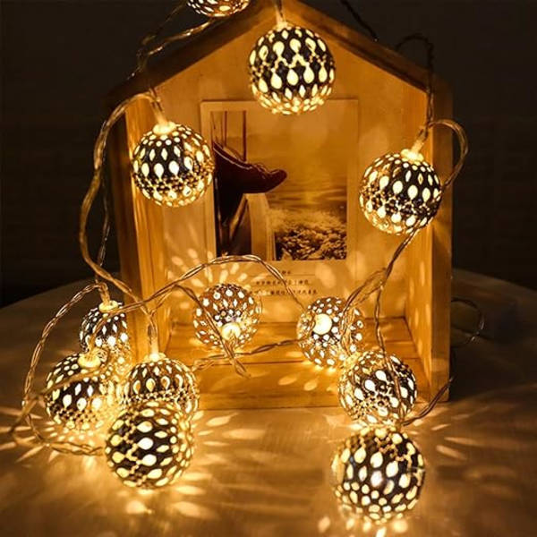 Twinkle Star 3m 20 LED Globe String Lights, Sølv Marokkansk Fest