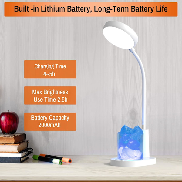 Barnebordlampe, bordlampe med himalayasalt, automatisk farge C