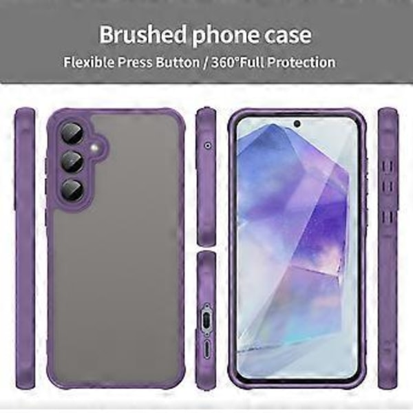 För Samsung Galaxy A55 5G Mobilskal Fallskydd Luftkuddar Frostat Genomskinligt PC+TPU Baksida Purple