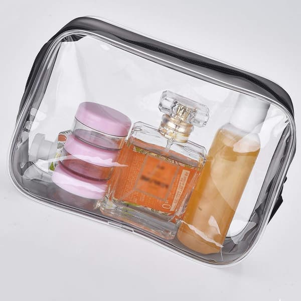 5-pack transparenta, bärbara kosmetiska sminkväskor i PVC med dragkedja