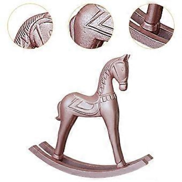 Gyngende Hest Statue Træ Borddekoration Samling Ideel Gave til Soveværelse Cafe (Pink) Pink