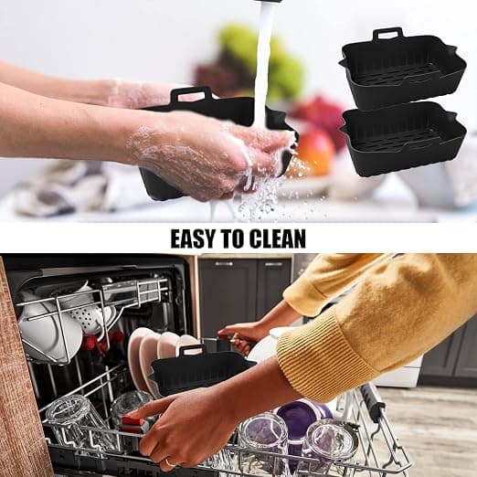 Silikone airfryer-foring (2 x sort) til rektangulære airfryere,