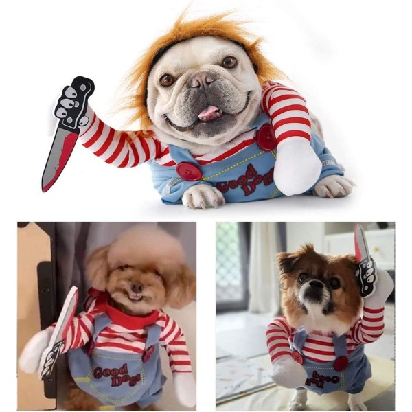 Fed dukke hundeklæder justerbar Halloween hund cosplay kostume Fu