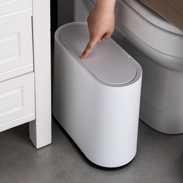 Plastdesign Köksbordsavfallskorg med tryckknappslock (Vit)