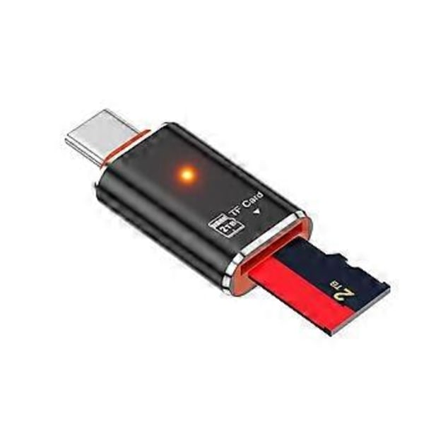 USB Type C - MicroSDs TFs -korttikameranlukija OTG-sovitinkaapeli puhelimille, tableteille ja PC:lle, musta Black