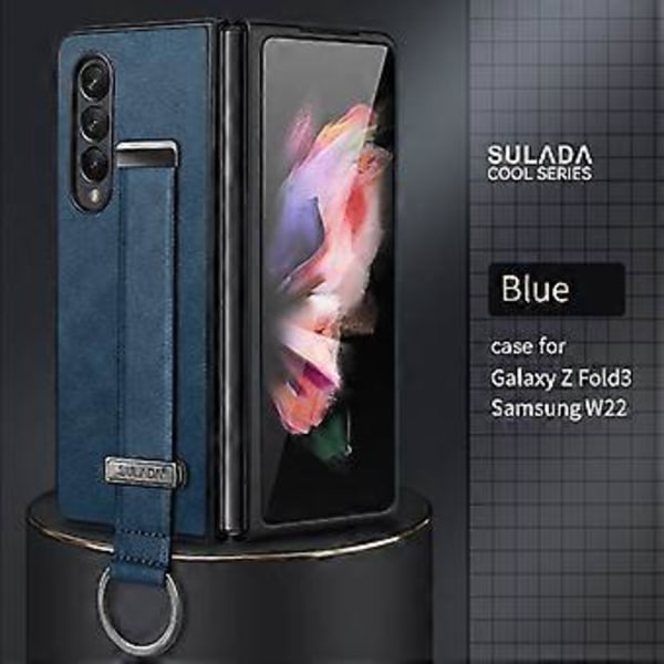 PC+Lädertextur Skal För Samsung Galaxy Z Fold3 5G Blue