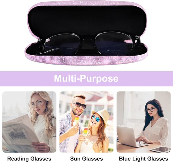 2 stk. Pink White Hard Shell Brilleetui Bling PU Læder Glas