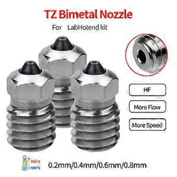Bimetallisk Dyse Avanceret Varmebestandig Hærdet Ståldyse 0.2/0.4/0.6/0.8mm Til ABS TPU Og Flere Filamenttyper 0.8mm 0.8mm