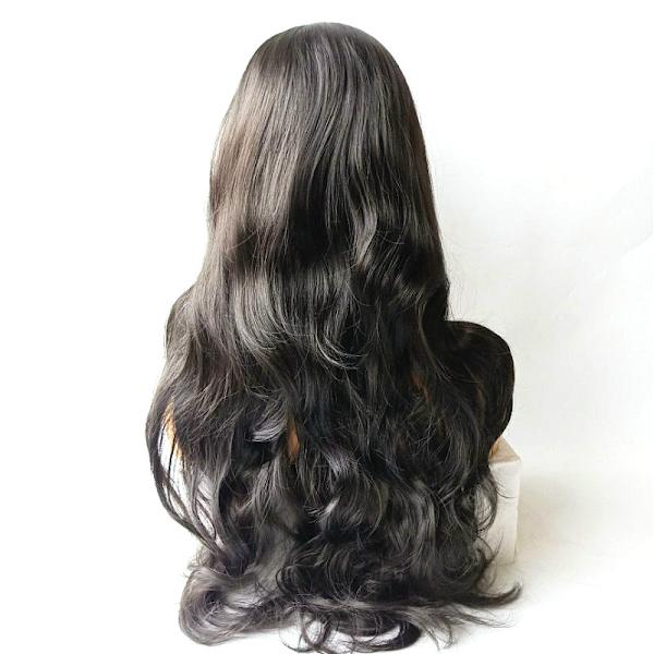 68 cm Brasiliansk Naturlig Kvinnoperuk V-del peruk äkta hår body wave