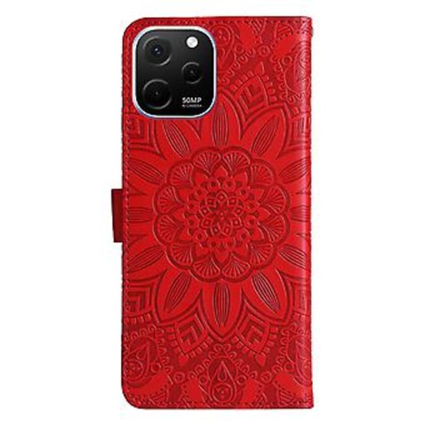 Solros Läder Telefonfodral För Huawei nova Y61 Red