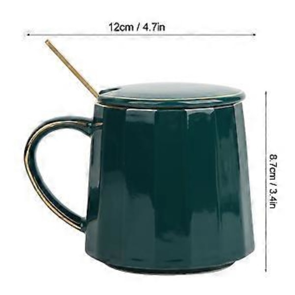 Söt Keramisk Kaffemugg Mjölk Tekopp för Hemmakontor med Lock och Sked, Present