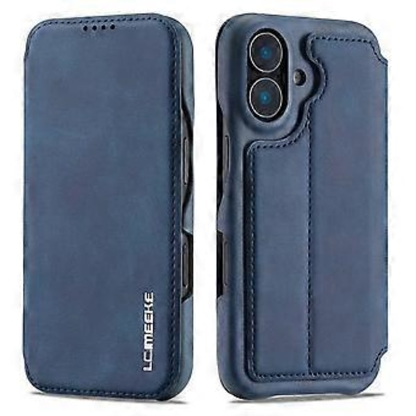 LC.IMEEKE iPhone 16 -kotelo korttipidikkeellä, jalustalla ja nahkaisella suojakuorella Style A