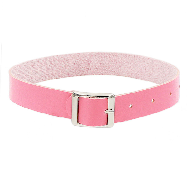 Læderkrave (pink), kvinders retro punk minimalistisk stil adjus