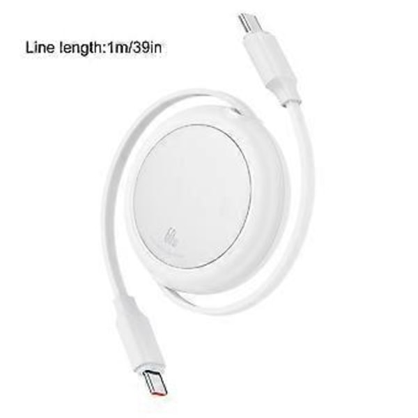 Infällbar USB C-kabel, PD60W USB C till USB C DataSync Snabbladdningssladd Typ C Laddarkabel för Telefoner Bärbara datorer Svart Black