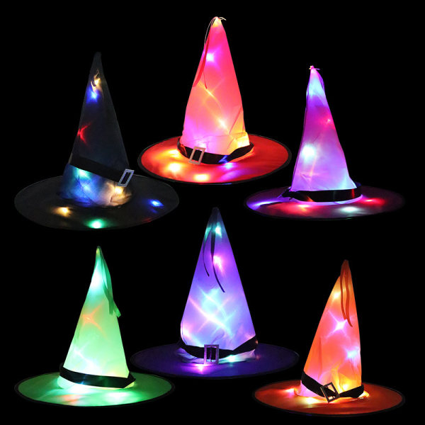 6 X Halloween Witch Hats LED String Lights Light Up Outdoor Hangi