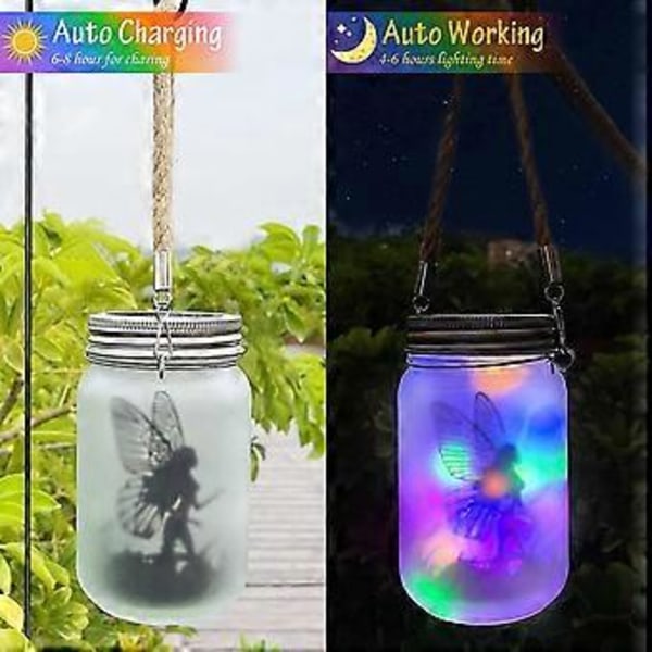 Solarlampa, Mostof IP44 Vattentät Utomhus Mason Jar Solarlampa för Uteplats Gräsmatta Fest Trädgård Dekoration (Färg)