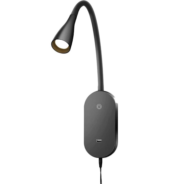 Touch-dæmpbar LED-vægmonteret sengelampe (sort), LED