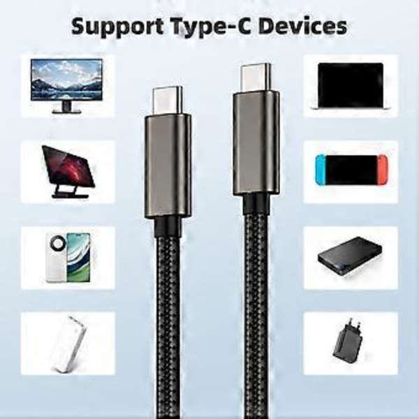 PD240W USB C-kabel Stöder 20 Gbps Dataöverföring 4K Video Ljudutgång för Bärbara Datorer Telefoner för Hemmakontor Resor 0.5m