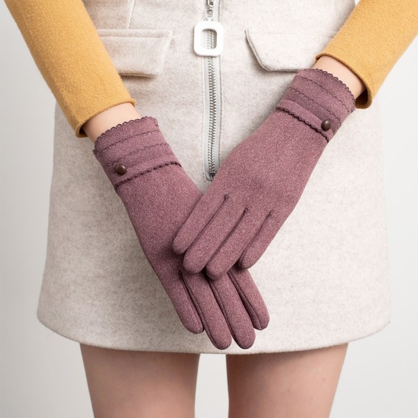 Pale Purple Simple Clasp Winter Gloves for Women Girls Warm Touch