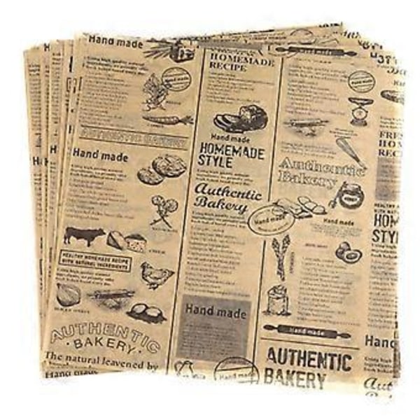 50 Ark Brickpappersfoder Fettresistent Matpapper Delipapper Ark Bröd Sandwich Omslagspapper