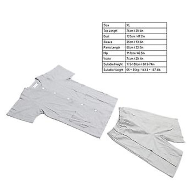 Avrivningsbar Skjorta Byxor Set Kortärmad Universal Unisex Delad Tryckknapp Topp Byxor för Postoperativ Infusion (XL) XL